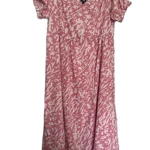 NWT pink feminine Midi Empire waist beach summer garden tea dress lagenlook